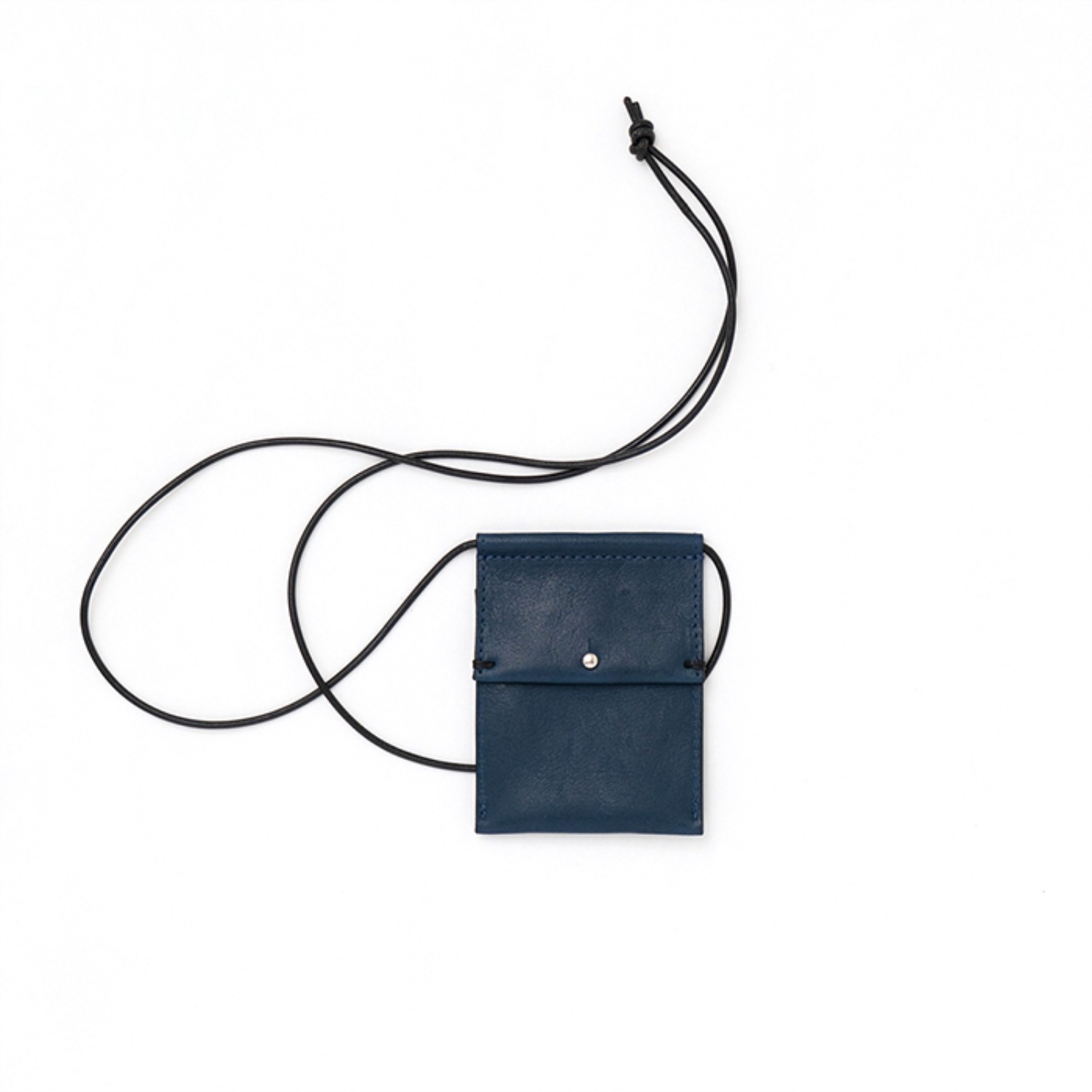 square leather pouch navy