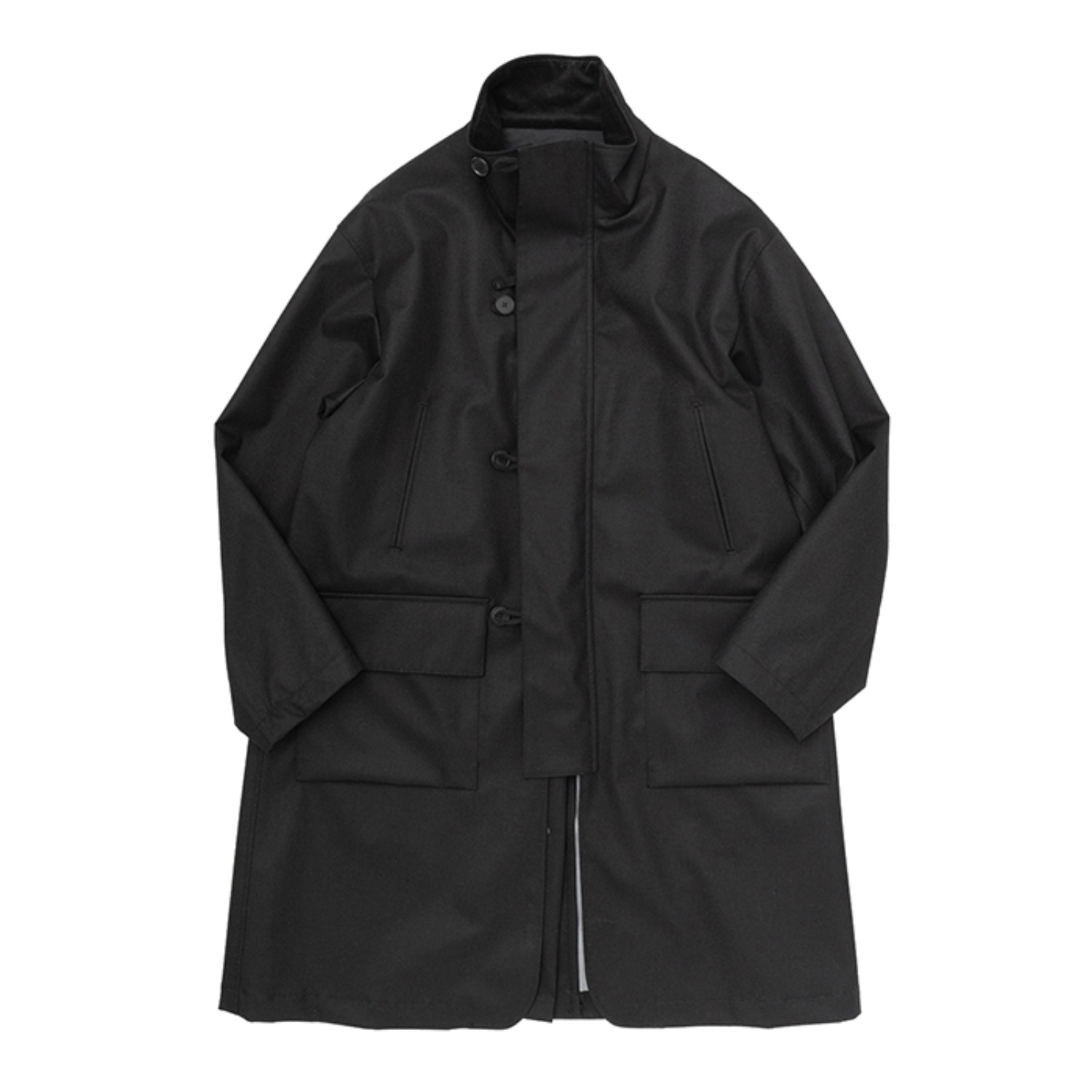 3-layer stand collar coat black