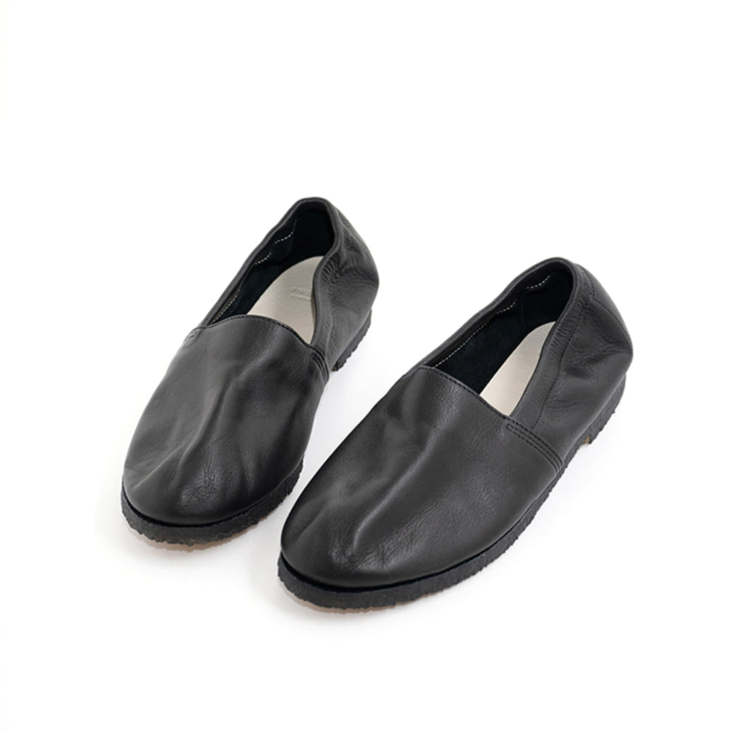 leather slip on shoes black