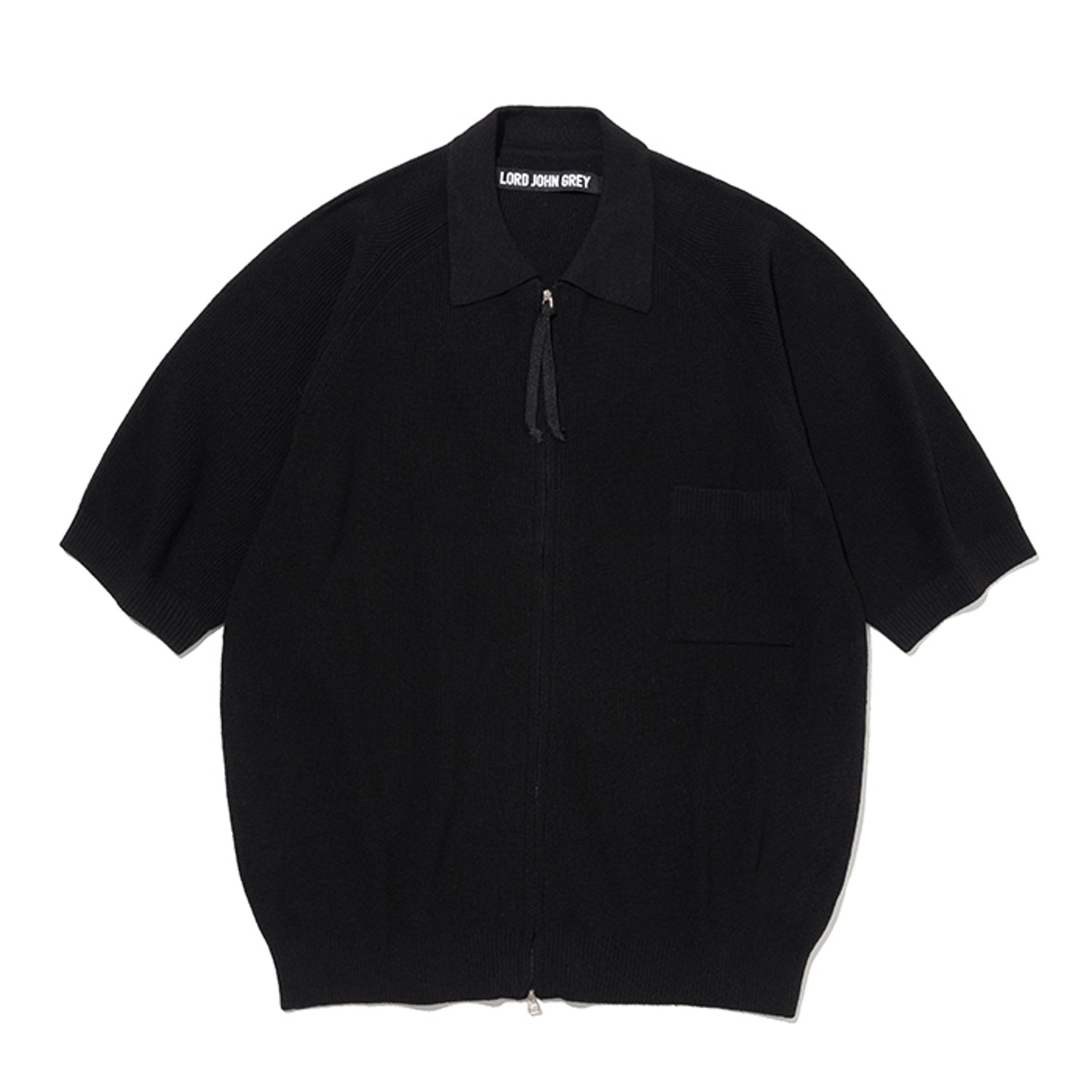 two way zip up short sleeve knit black