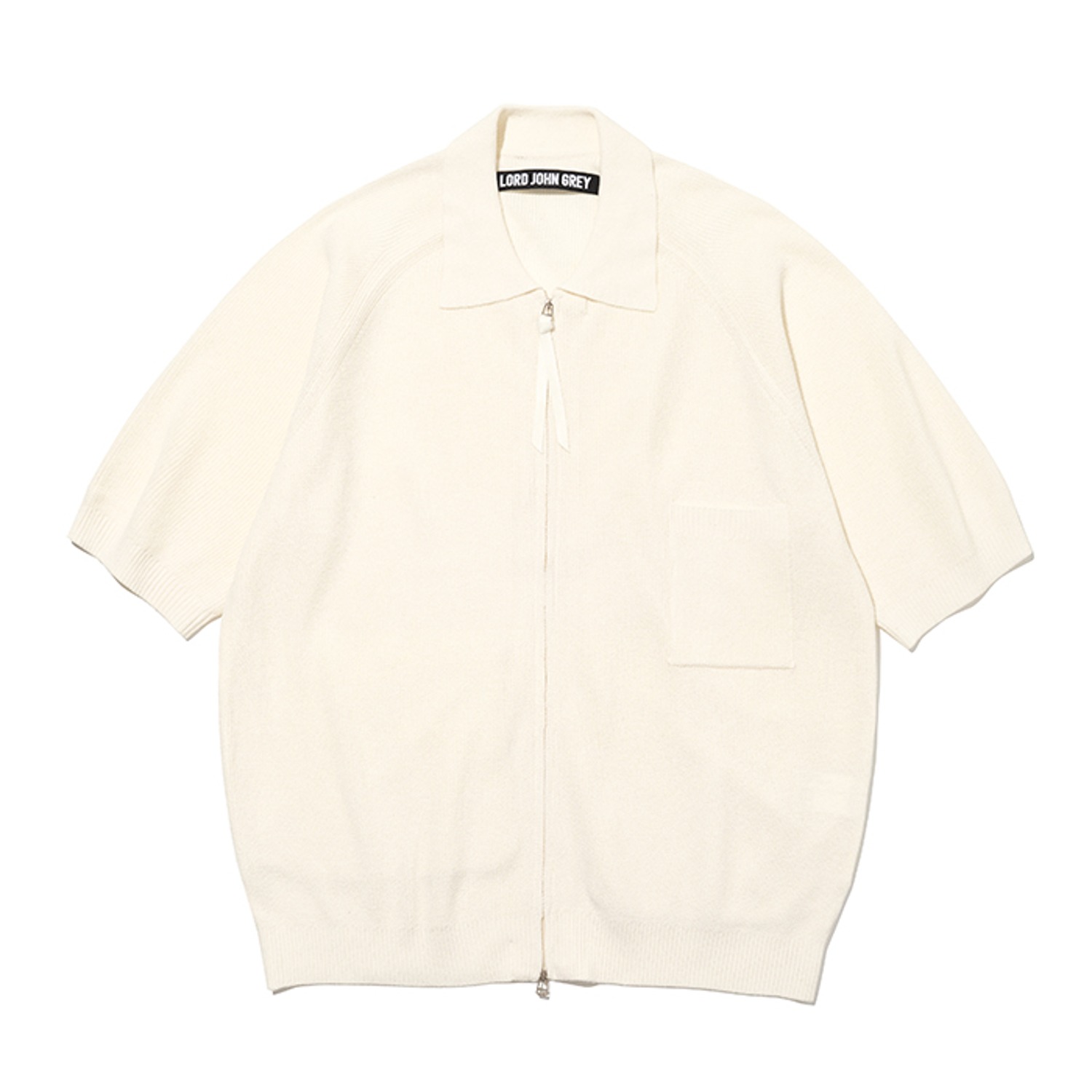 two way zip up short sleeve knit cream